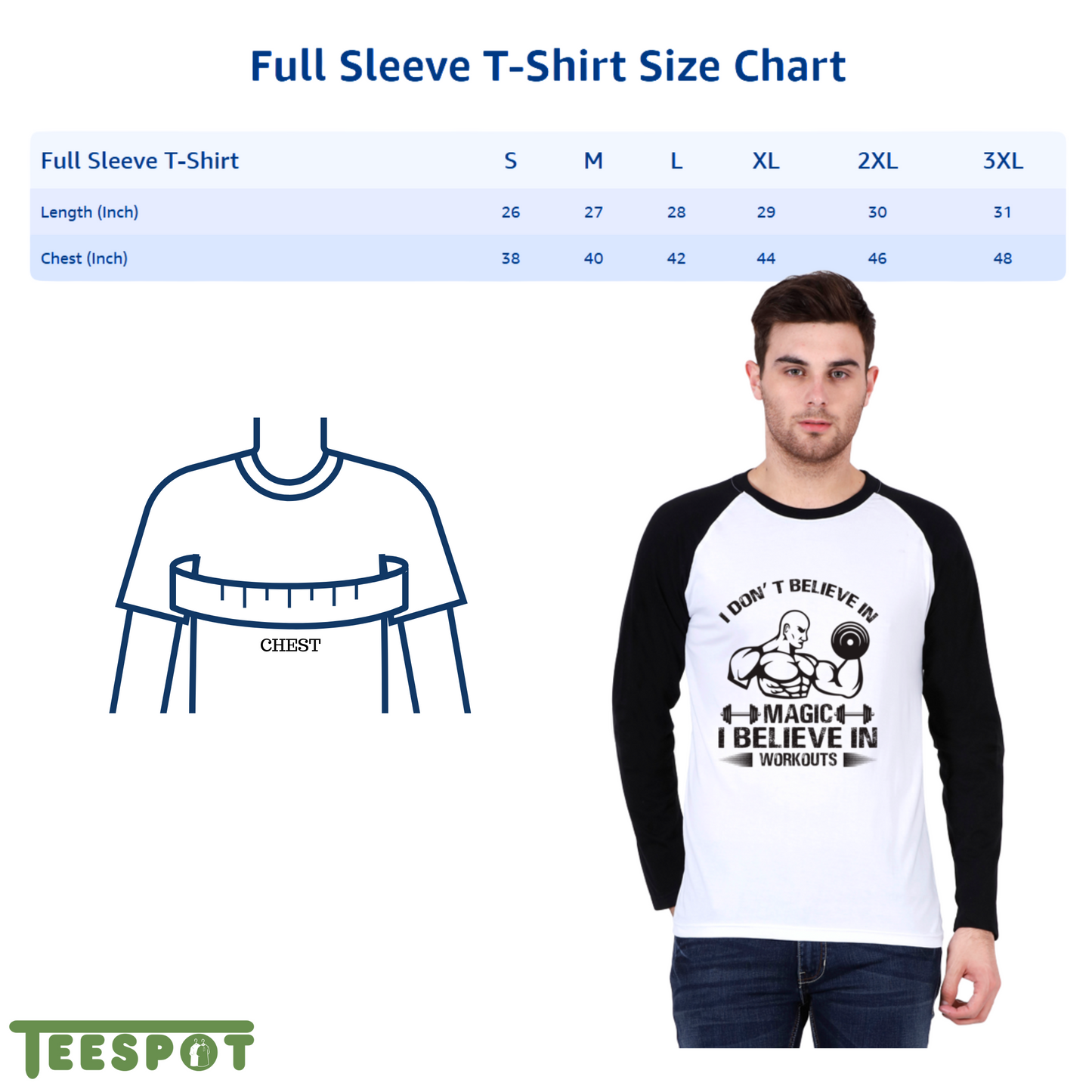 TEESPOT - Men's Full Sleeve T-Shirt | 100% Pure Cotton | 180 GSM
