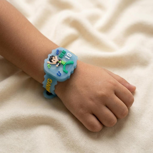 Fun Dashing Bro Light Blue Silicone Kids Rakhi Wristband