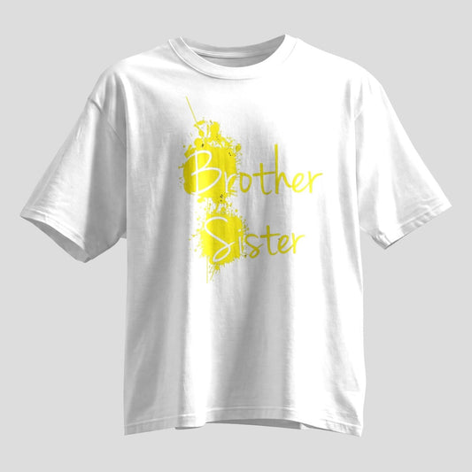 Brother Sister Paint Splash Rakhi Oversized T-Shirt - selfie to print