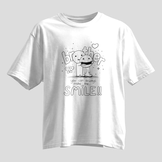 Brother You Make Me Smile Rakhi Oversized T-Shirt - selfie to print