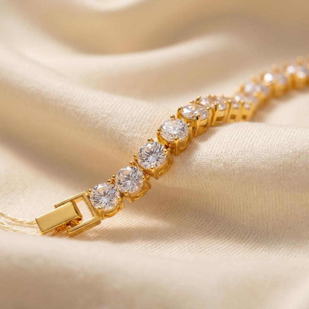 Premium Gold-Tone CZ Bracelet Rakhi with Ivory Thread for Brother