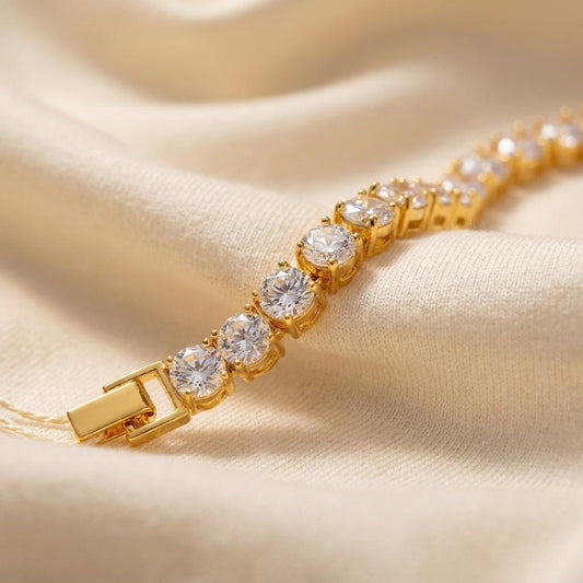 Premium Gold-Tone CZ Bracelet Rakhi with Ivory Thread for Brother