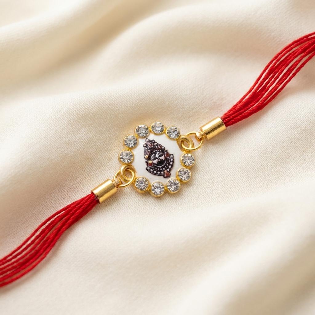 Divine Khatu Shyam Rakhi with Crystal Halo & Red Thread
