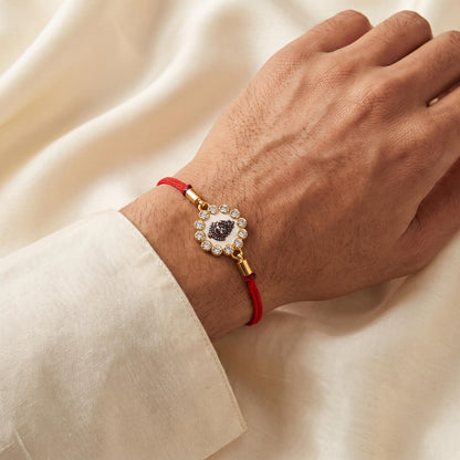 Divine Khatu Shyam Rakhi with Crystal Halo & Red Thread