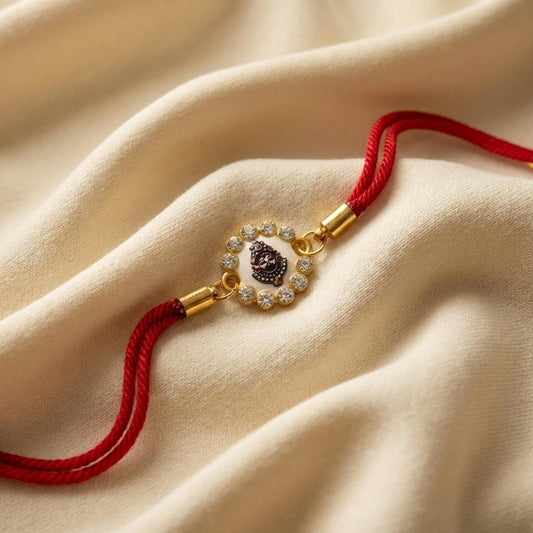 Divine Khatu Shyam Rakhi with Crystal Halo & Red Thread