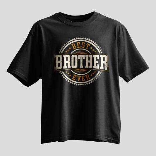 Best Brother Ever badge typography Rakhi oversized T-shirt, white and black