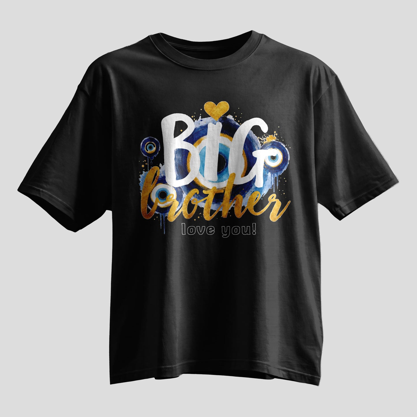 Big Brother Love You evil eye Rakhi oversized T-shirt, white and black