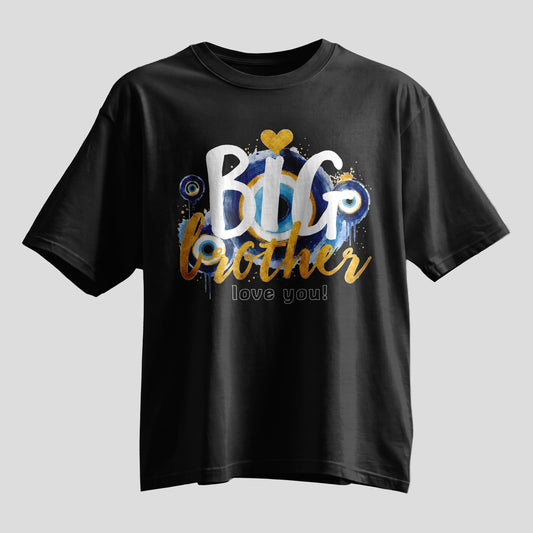 Big Brother Love You evil eye Rakhi oversized T-shirt, white and black