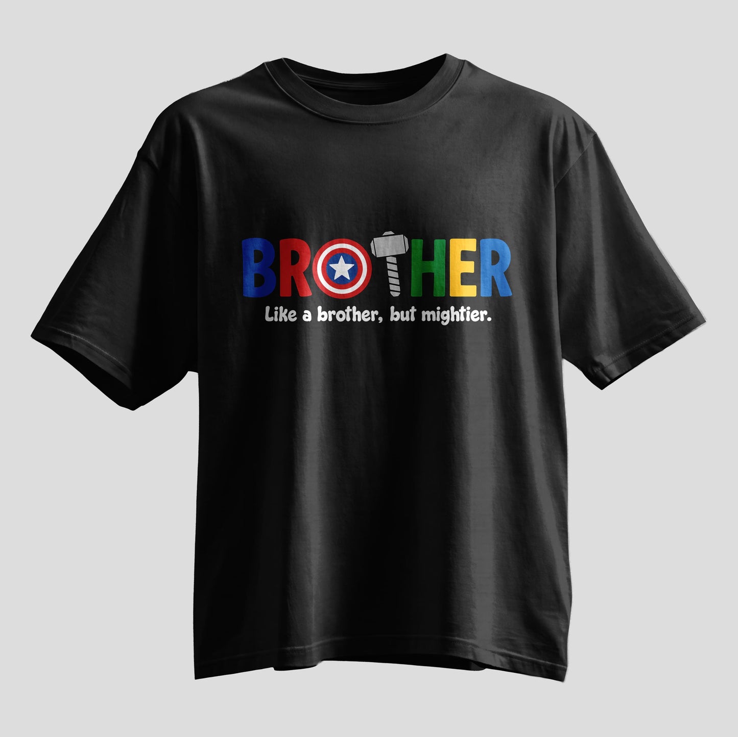 Brother mightier quote typography Rakhi oversized T-shirt, and black