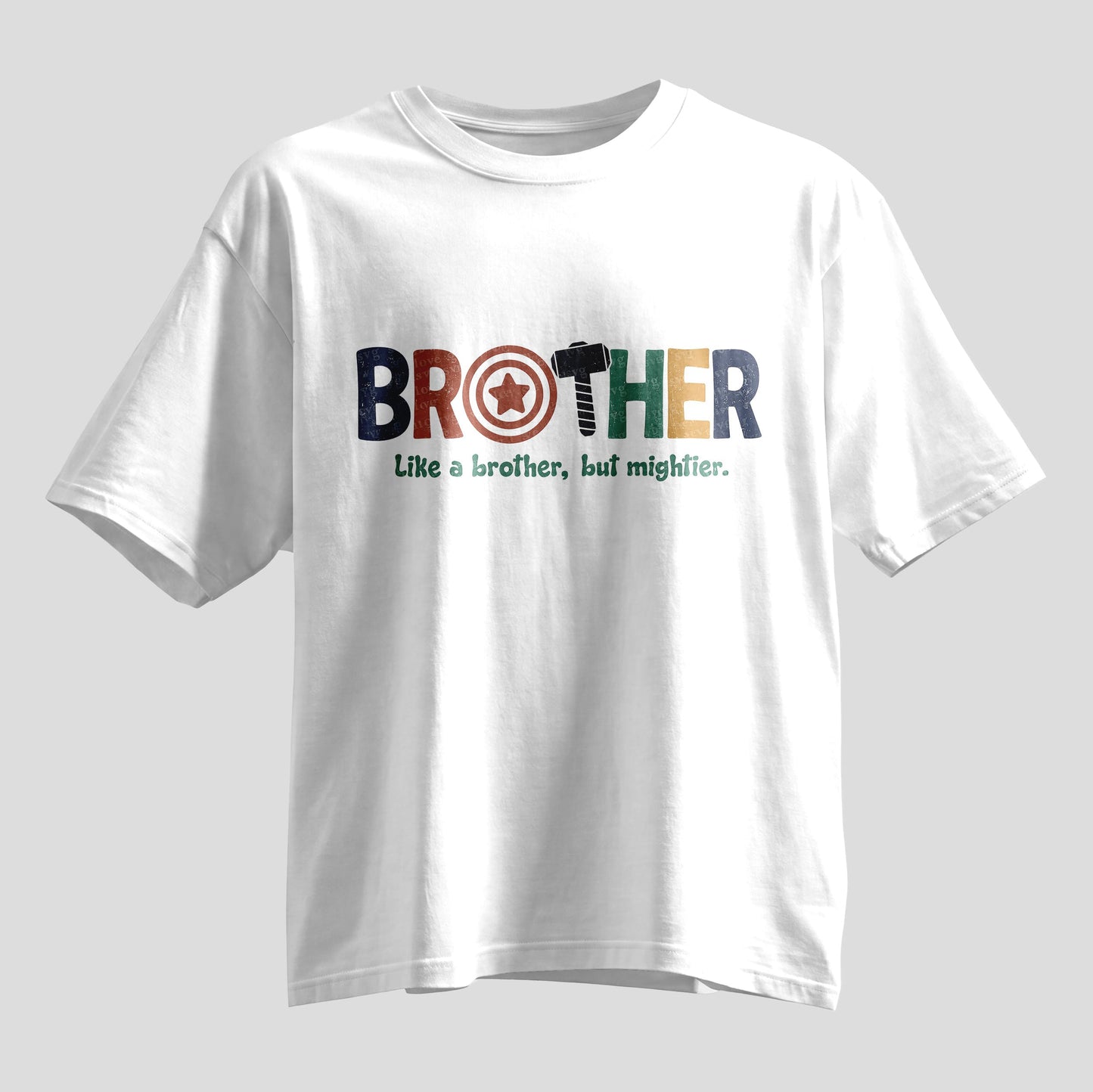 Brother mightier quote typography Rakhi oversized T-shirt, white