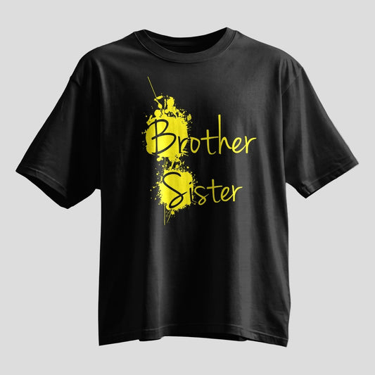 Brother Sister Paint Splash Rakhi Oversized T-Shirt - selfie to print