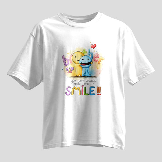 Brother You Make Me Smile Rakhi Oversized T-Shirt - selfie to print