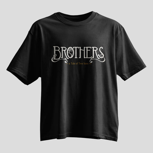 Brothers a Tale of Two Sons typography Rakhi oversized T-shirt, black