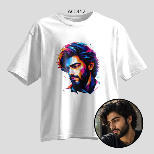 Custom Selfie Low Poly Pop Art Oversized T-Shirt – Personalized - selfie to print