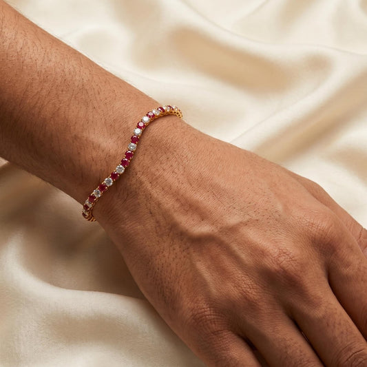 Elegant Red & Clear Crystal Gold Tone Rakhi Thread for Brother - selfie to print