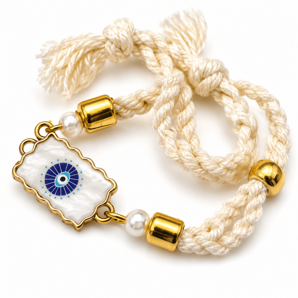 Handmade Original White Stone Evil Eye Rakhi for Brother and Sister - selfie to print