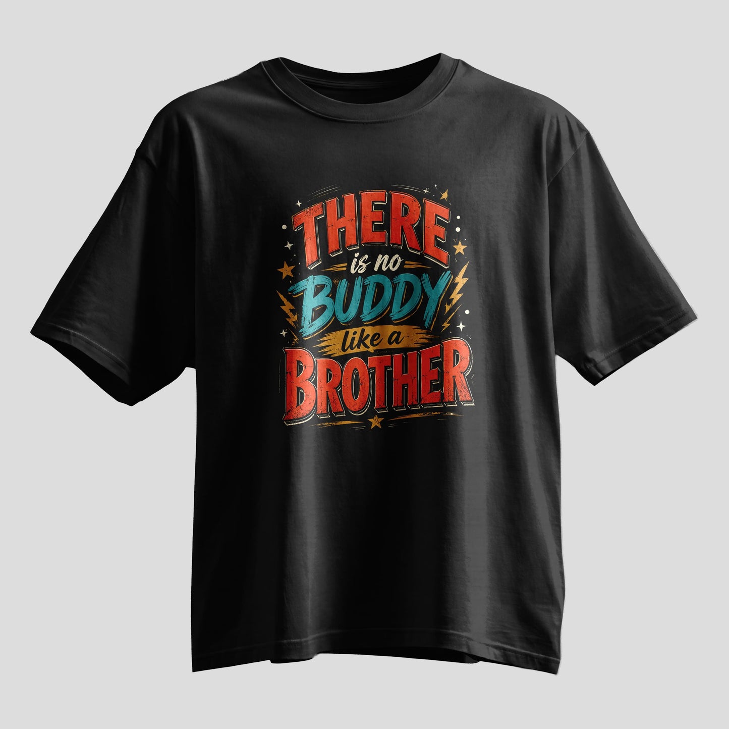 There is no buddy like a brother typography Rakhi oversized T-shirt, white and black