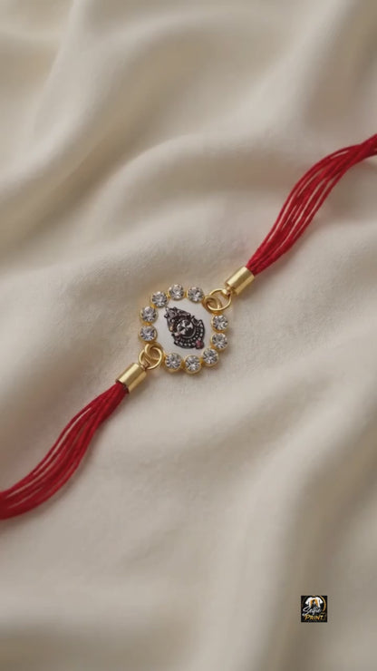 Divine Khatu Shyam Rakhi with Crystal Halo & Red Thread