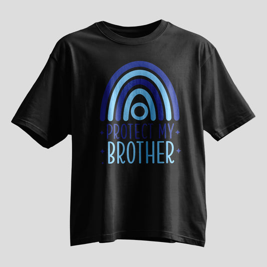 Protect My Brother Rakhi evil eye oversized T-shirt, white and black, Rakshabandhan gift tee