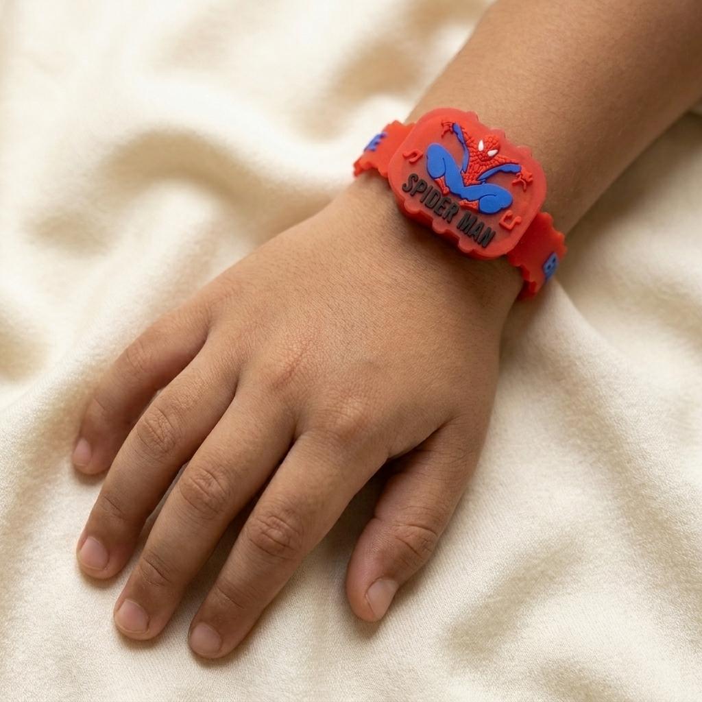 Spider-Man Superhero Silicone Rakhi Band for Kids with Cute Bro Text - selfie to print