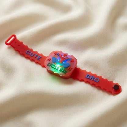 Spider-Man Superhero Silicone Rakhi Band for Kids with Cute Bro Text - selfie to print